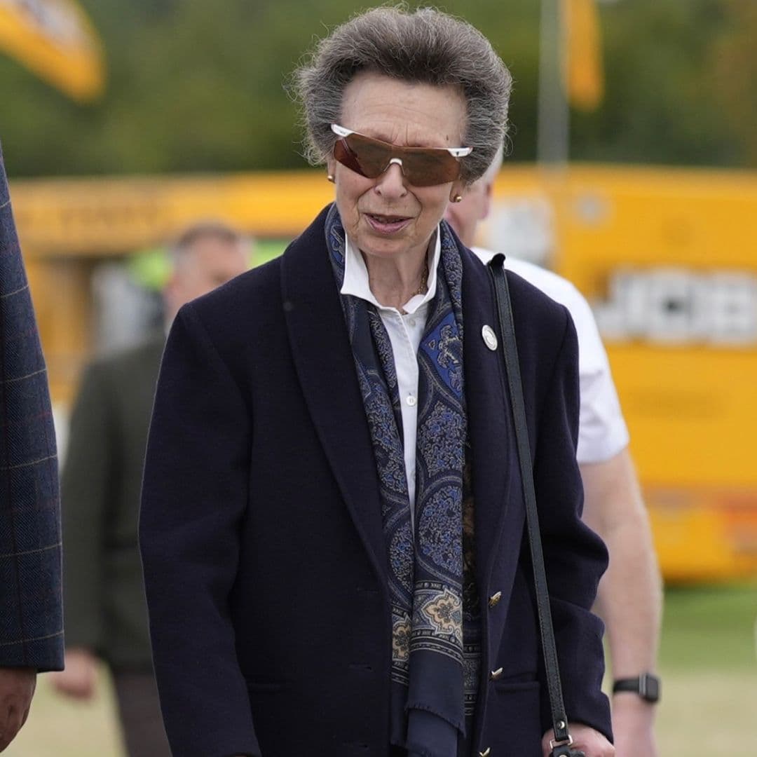 Princess Anne Gets a "Round of A-Paws" from Sheep Dogs in a Timeless Paisley and Plaid Outfit