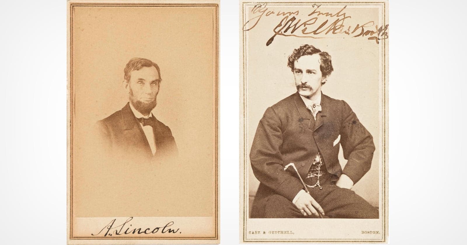 Extremely Rare Signed Photos of Abraham Lincoln and His Assassin John Wilkes Booth Sell at Auction