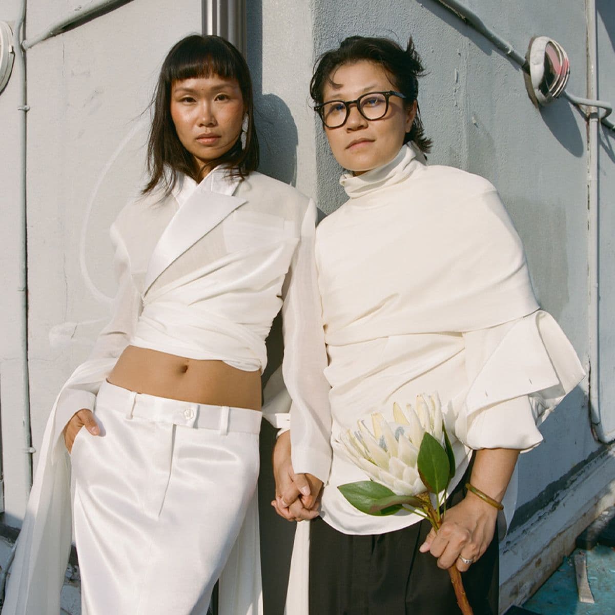 The Brides Wore Custom Peter Do for Their Intimate Rooftop Ceremony in Brooklyn