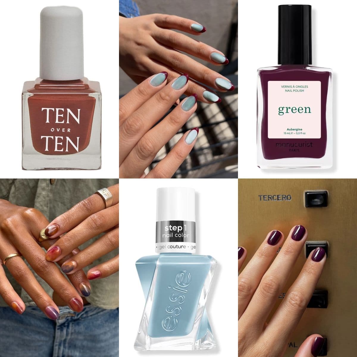 This Week's Best Manicure Inspiration Is All About Burgundy French Tips and Icy Blue Polish